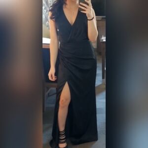 Elegant Black Gown with Slit